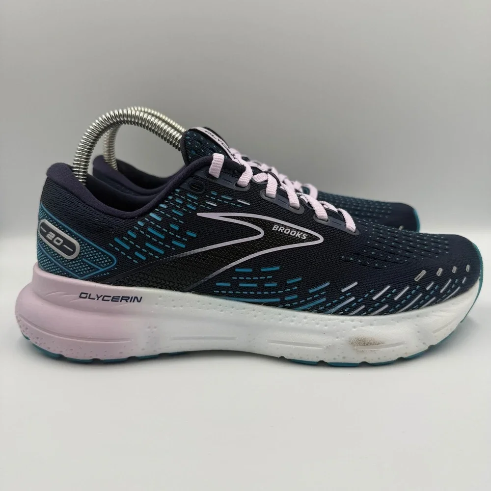 Brooks Glycerin 20 Womens Size 9.5 Blue White Running Shoes Sneakers 1203691B499
